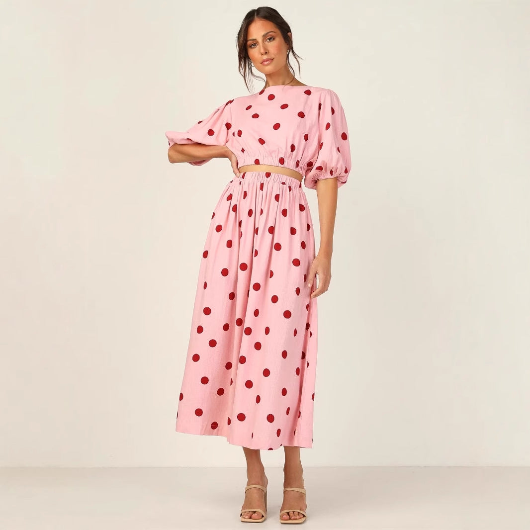 Women's maxi dress with elasticated waist and voluminous sleeves NOVAE