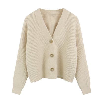 Women's Comfortable Knit Cardigan with Button Details and Fine Texture NOVAE