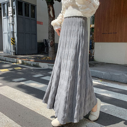 Women's maxi skirt with sophisticated ribbed design and elasticated waistband NOVAE