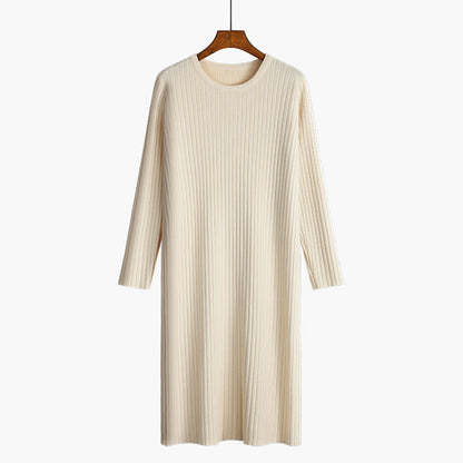 Women's knit dress with fine rib structure NOVAE