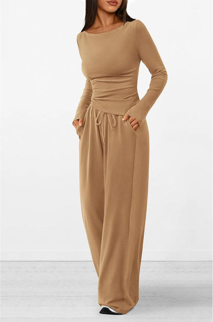 Women's elegant and comfortable lounge set with long sleeves and elastic waistband NOVAE