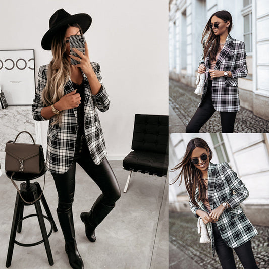 Women's checked blazer with a tailored cut and fashionable details NOVAE