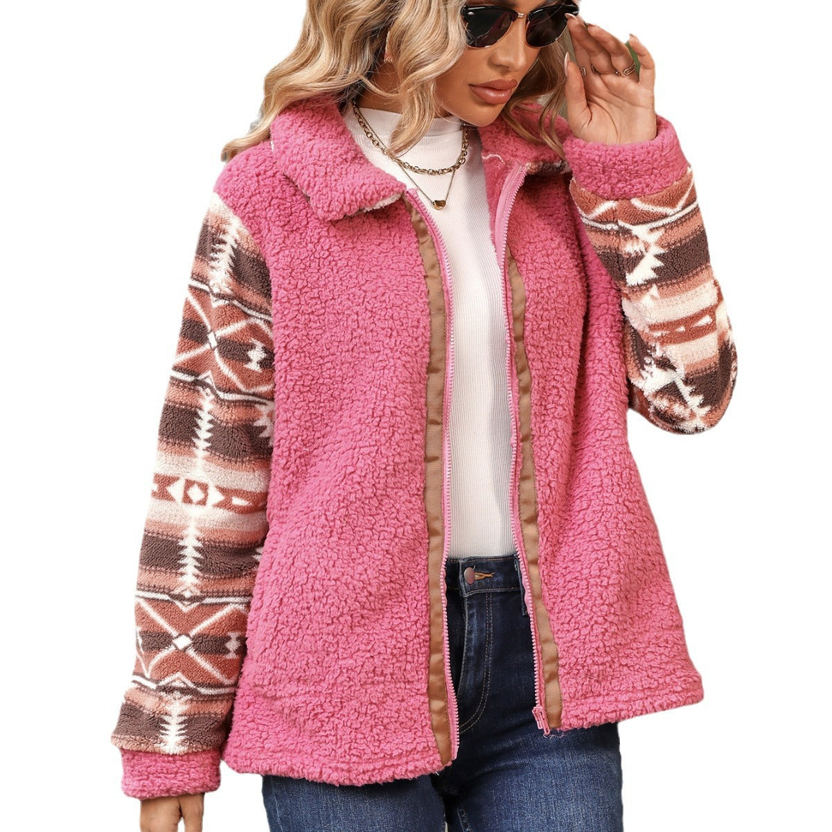 Women's cozy fleece jacket with fashionable pattern NOVAE