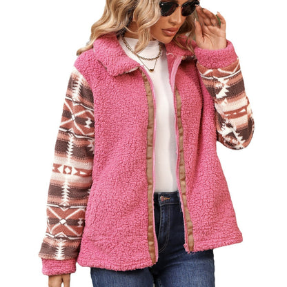 Women's cozy fleece jacket with fashionable pattern NOVAE