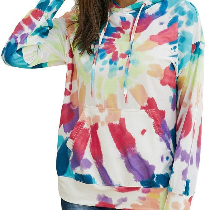 Women's casual hoodie in a unique tie-dye design NOVAE