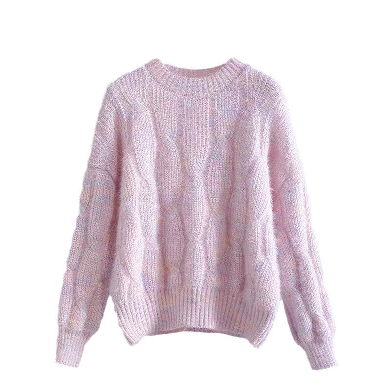 Women's chunky knit sweater with innovative wave pattern NOVAE