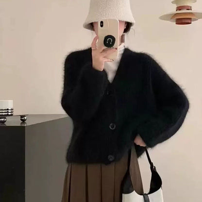 Women's Cozy Knit Cardigan with Large Buttons NOVAE