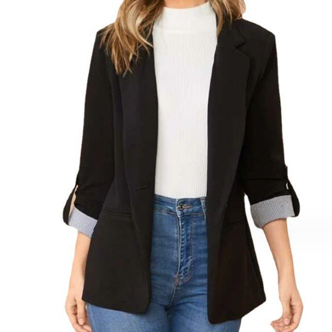Women's fashionable blazer with turn-up sleeves and structured details NOVAE