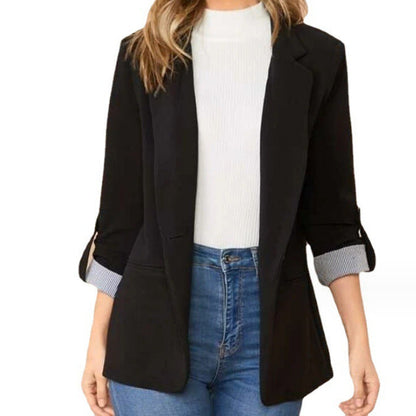Women's fashionable blazer with turn-up sleeves and structured details NOVAE