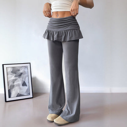 Women's leisure trousers with a flounced waistband and wide leg NOVAE
