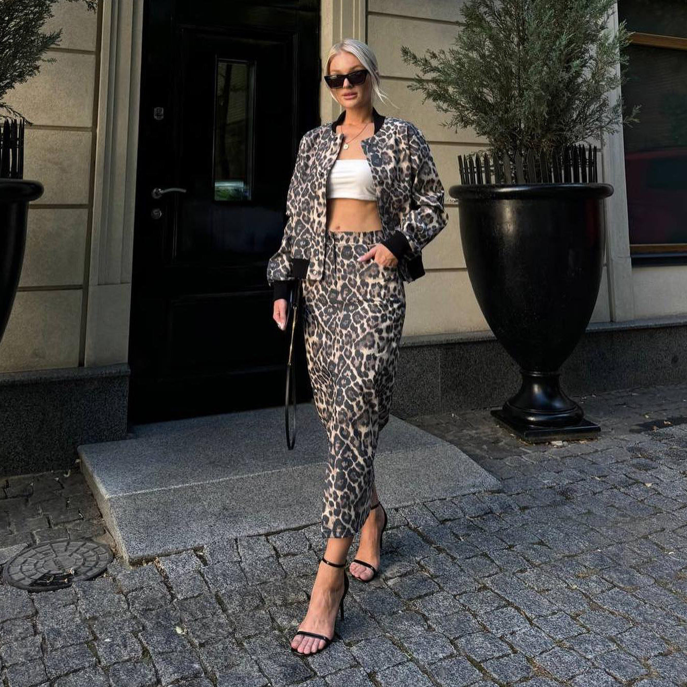 Women's sporty bomber jacket and midi skirt set NOVAE