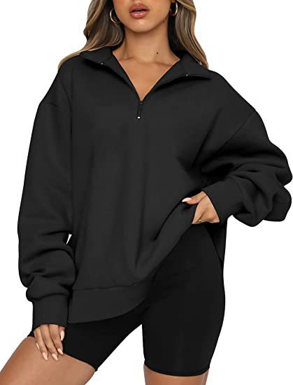 Women's fashionable oversized sweater with short zipper and casual sleeves NOVAE
