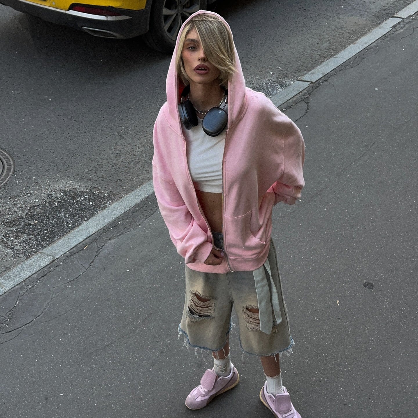 Women's oversized hoodie with glittery NOVAE lettering