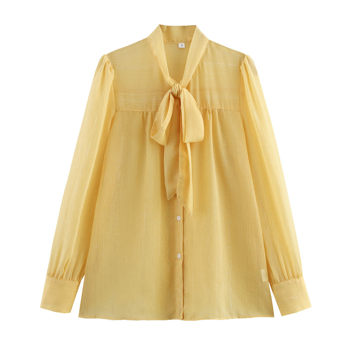 Women's blouse with tie and transparent fabric NOVAE