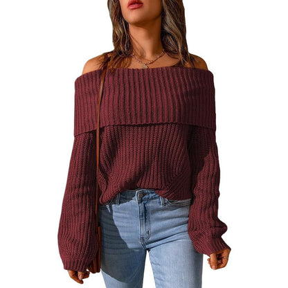 Women's off-the-shoulder knit sweater with a relaxed fit NOVAE