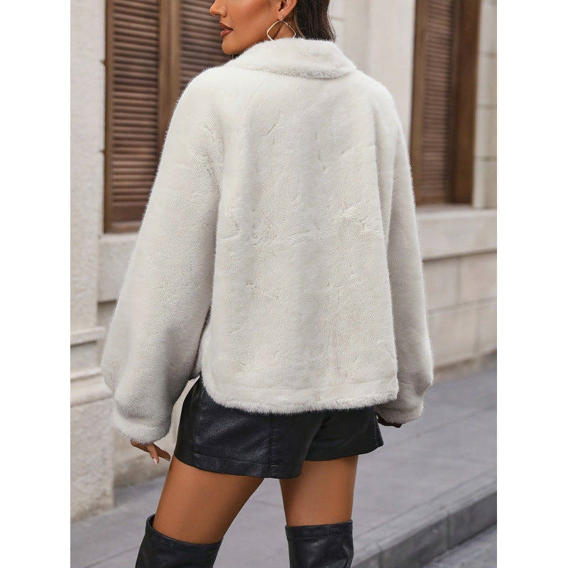 Women's Trendy Faux Fur Jacket with Wide Sleeves NOVAE