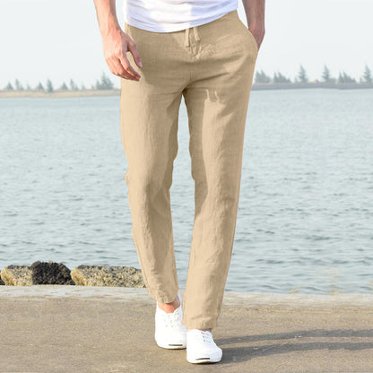 Men's casual linen trousers with elasticated waistband and side pockets NOVAE