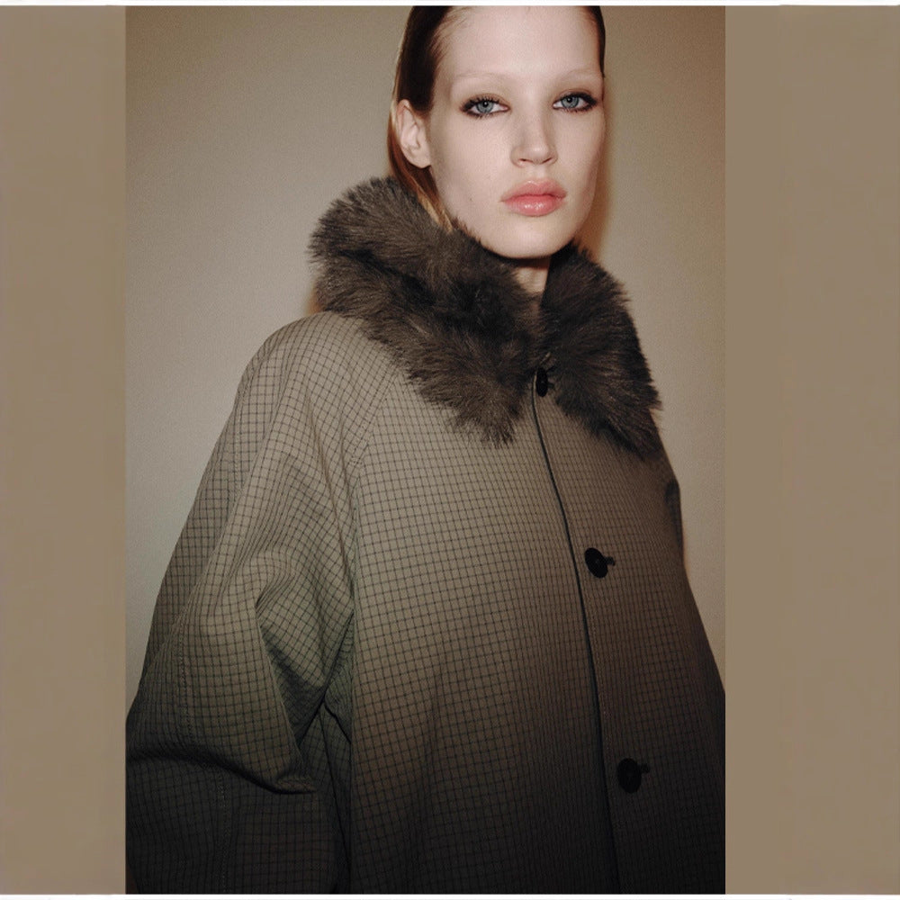 Women's fashionable coat jacket with elegant collar and button closure NOVAE