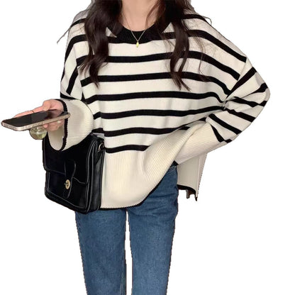 Women's cozy striped knit sweater NOVAE
