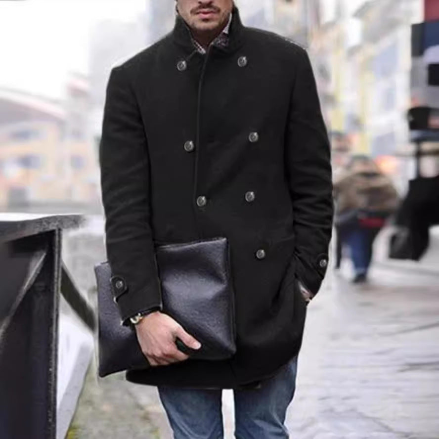 Men's elegant wool duffle coat with double-breasted buttons and practical pockets NOVAE