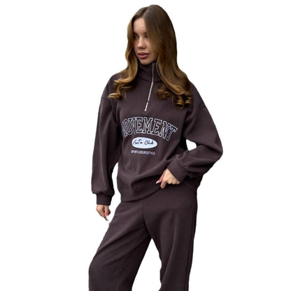 Women's sporty leisure set with a zip fastening away from the neck and a relaxed fit NOVAE