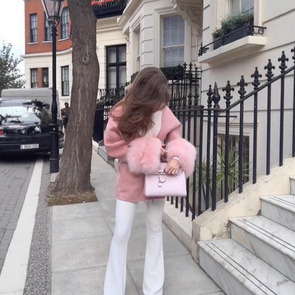 Women's Elegant Short Jacket with Luxurious Fur Trim NOVAE