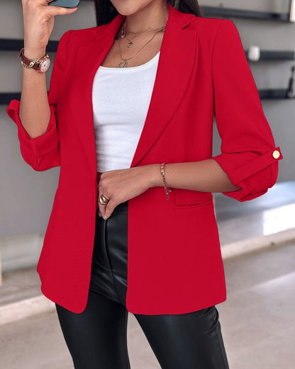 Women's fashionable blazer with rolled-up sleeves and practical pockets NOVAE