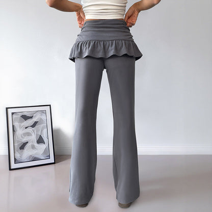 Women's leisure trousers with a flounced waistband and wide leg NOVAE