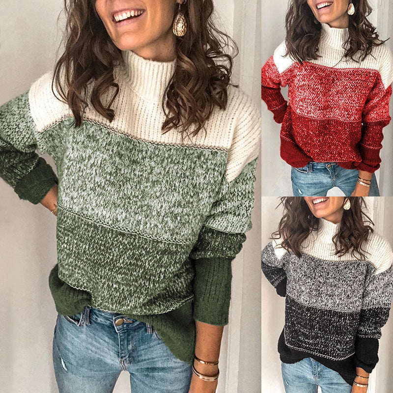 Women's sweater in a modern textured design with a high collar NOVAE