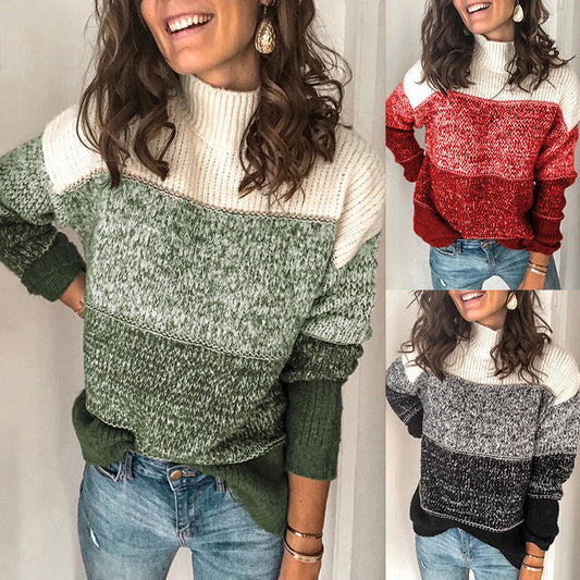 Women's sweater in a modern textured design with a high collar NOVAE