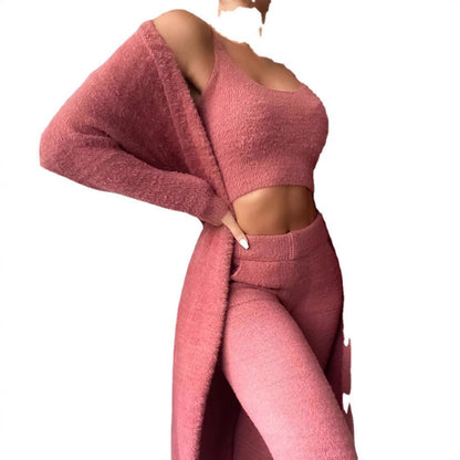 Women's fashionable lounge set with sleeveless crop top and long cardigan NOVAE