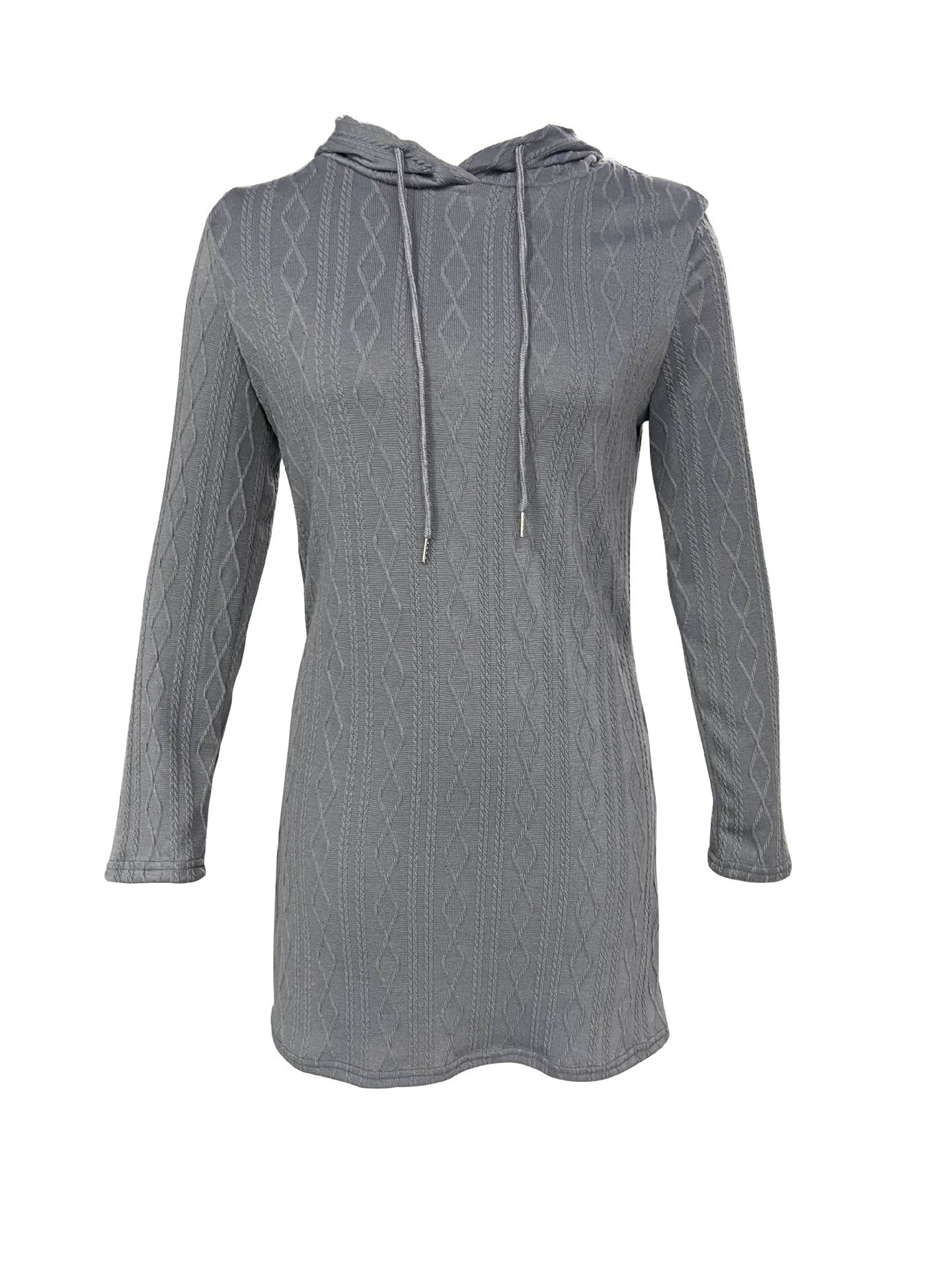 Women's hooded dress with structured knit pattern and relaxed fit NOVAE