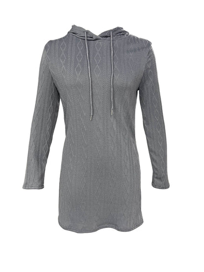 Women's hooded dress with structured knit pattern and relaxed fit NOVAE