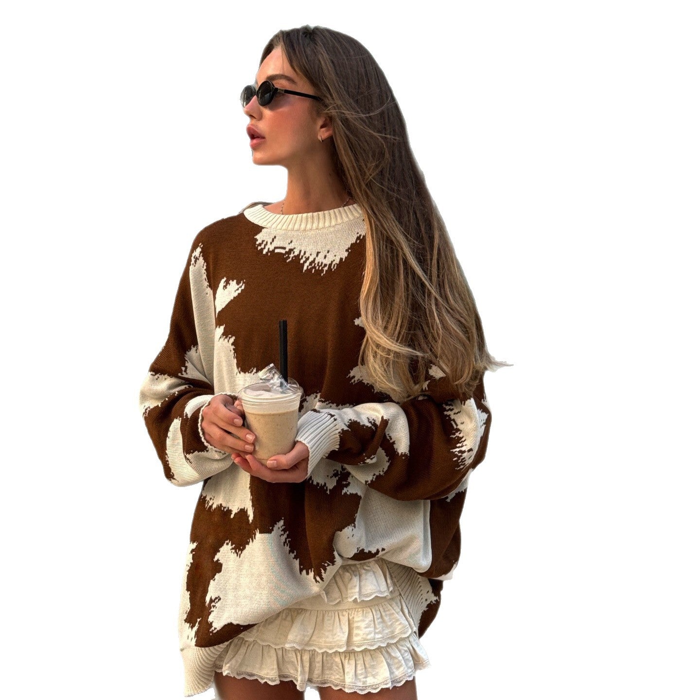 Women's oversized sweater with creative color pattern NOVAE