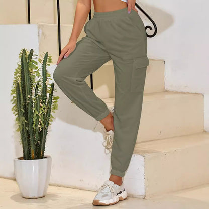 Women's cargo trousers with elasticated waistband and practical pockets NOVAE