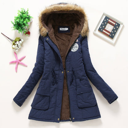 Women's quilted parka jacket with hood and faux fur lining NOVAE