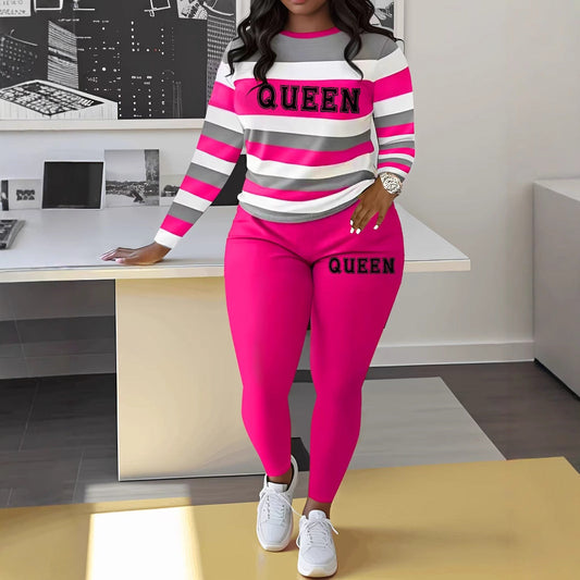 Women's sporty two-piece set with striped top and leggings NOVAE