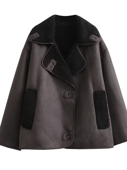 Women's oversized cotton jacket with lined collar NOVAE