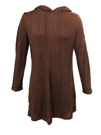 Women's hooded dress with structured knit pattern and relaxed fit NOVAE