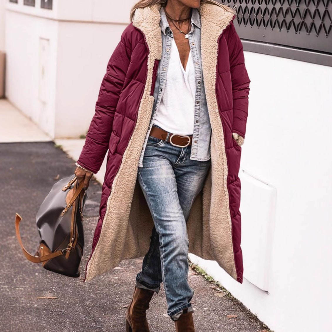 Women's long, lined winter coat with cozy lining NOVAE