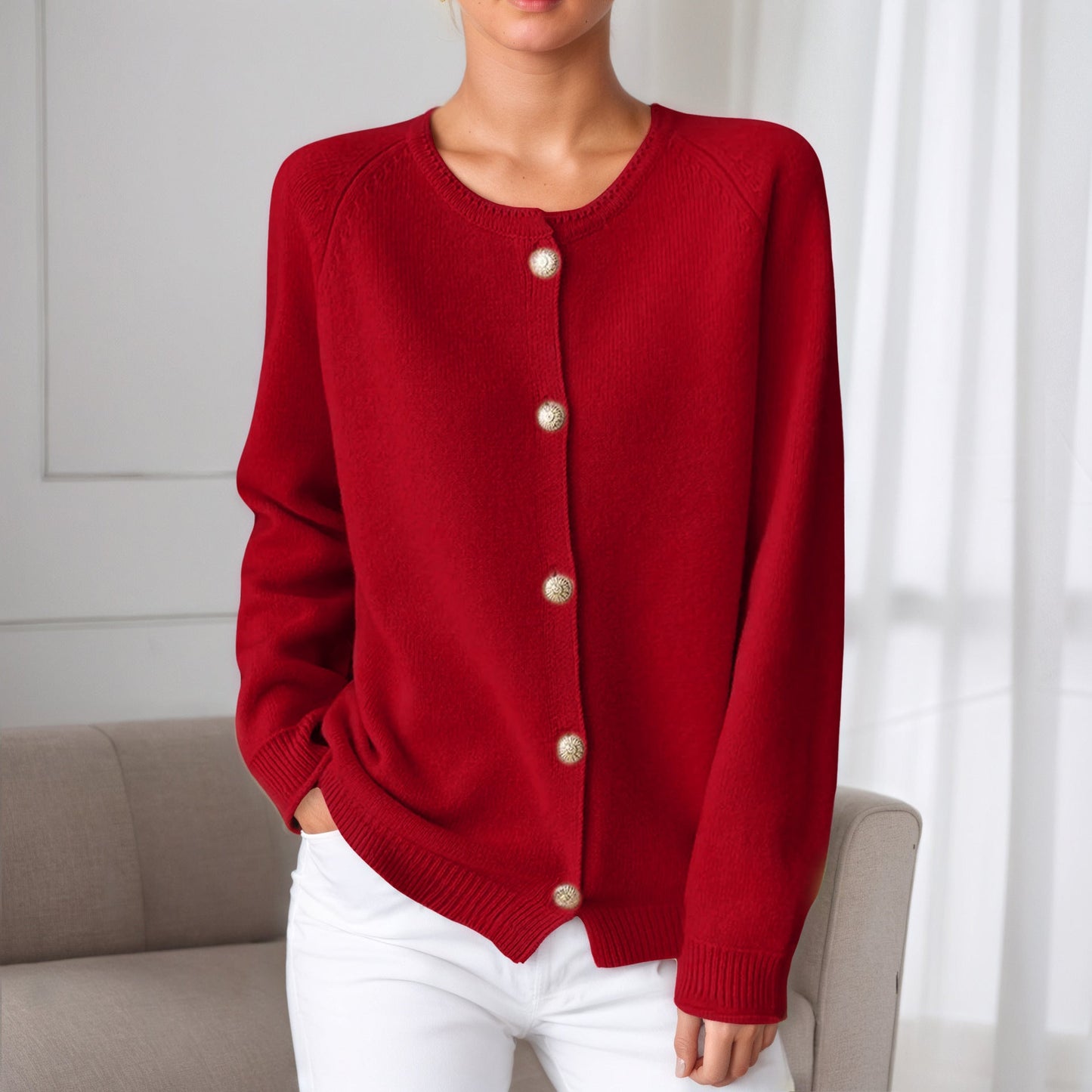 Women's cozy knit cardigan with button details and elasticated cuffs NOVAE