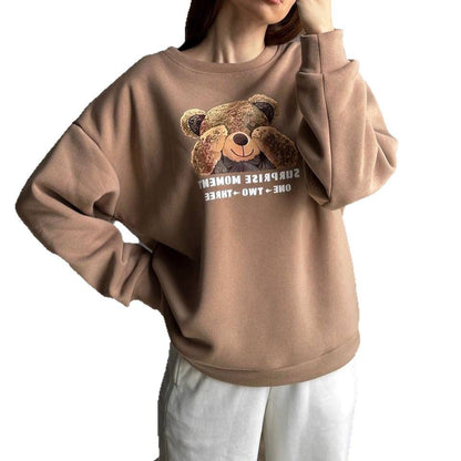 Women's casual sweatshirt with creative bear motif NOVAE