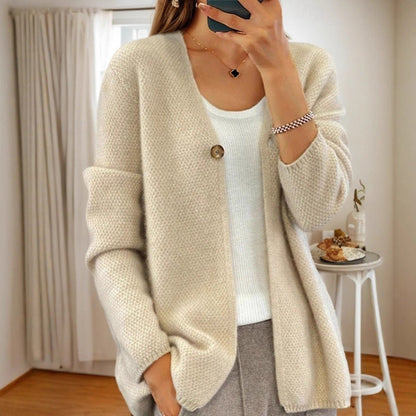 Women's cardigan with fine texture and button placket NOVAE