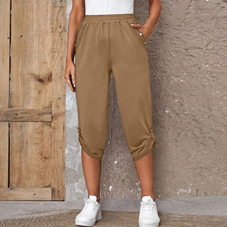 Women's sporty leisure trousers with elasticated waistband and practical side pockets NOVAE