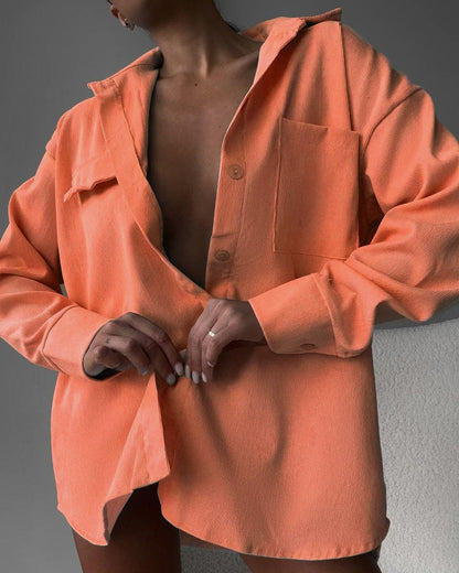 Women's casual shirt jacket made of soft textured material NOVAE