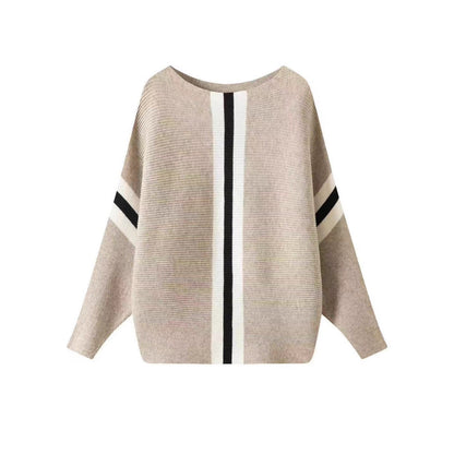 Women's chunky knit sweater with modern stripes NOVAE