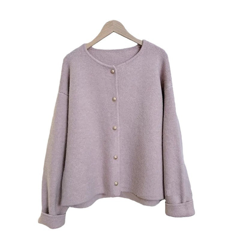 Women's chunky knit cardigan with elegant button placket and casual cut NOVAE