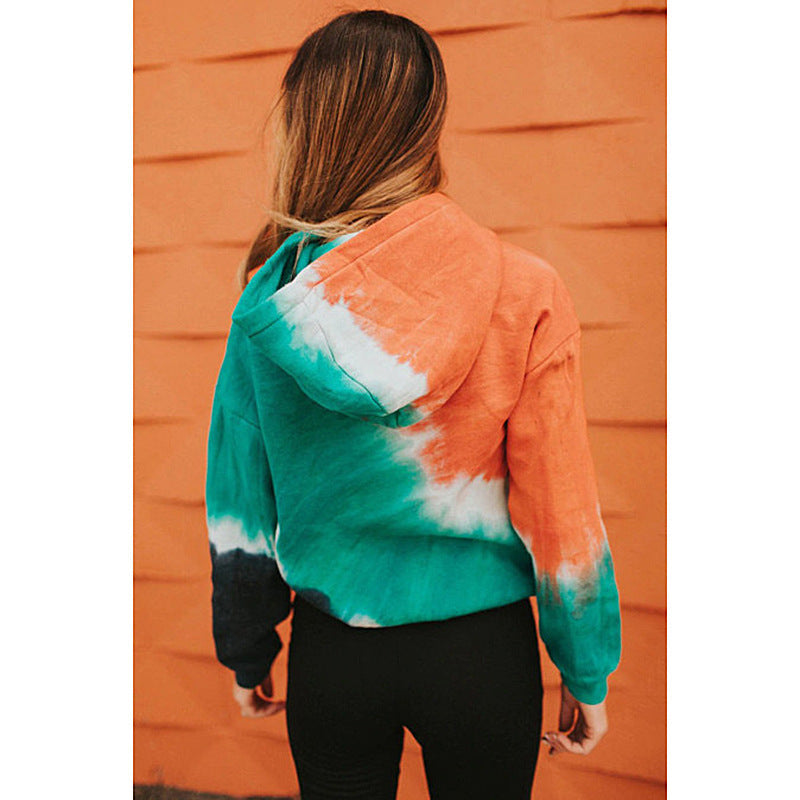 Women's hooded sweatshirt with artistic color gradient and casual cut NOVAE