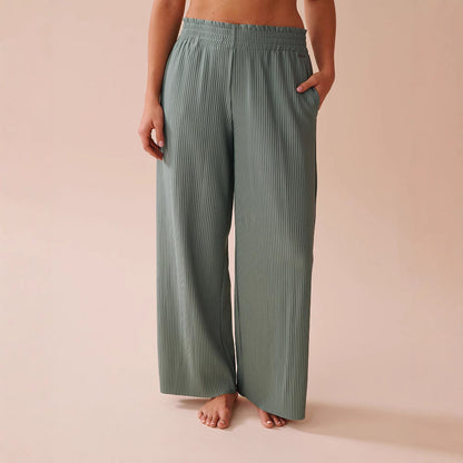 Women's pleated trousers with elasticated waistband and side pockets NOVAE