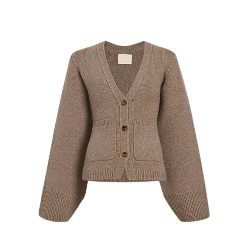 Women's casual knit cardigan with chic button placket and practical pockets NOVAE